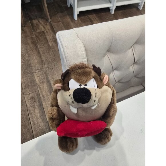 Taz Plush Holding Red Heart With "Be Mine" Message - Picture 1 of 3